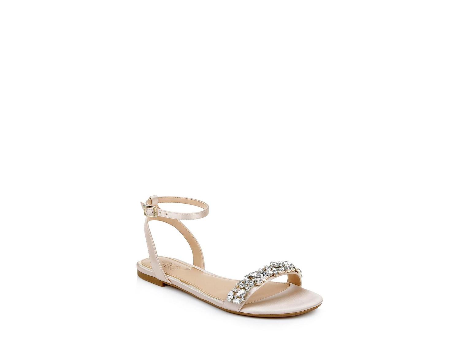 Jewel Badgley Mischka Womens Ohara Flat Dress Sandals, DARK BEIGE, Size 7.5